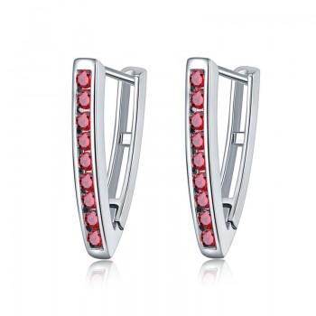 CARSINEL Fashion Triangle Hoop Earrings for Women Silver color AAA Cubic Zircon Jewelry Earrings Birthday Gift ER0288