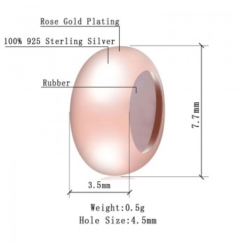 Soulbead Rose Gold Safety Chain with Rubber Sterling Silver European Style Stopper Beads Fit Pandora Bracelets Women Diy Jewelry