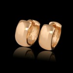 MxGxFam Smooth Hoop Earings For Women Gold Color (15x6 mm) No Stone Forever Classic Style