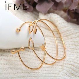 IF ME Fashion Swivel Arrow Cuff Multilayer Bracelet Sets for Women Charms Gold Color Open Bangles Set Pulseira Feminina Jewelry
