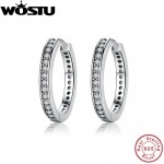 High Quality 100% 925 Sterling Silver Party Eternity Hoop Earrings With Clear CZ For Women Lady Authentic Original Jewelry Gift