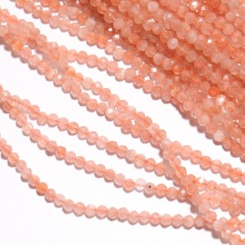 1 Strand Natural Loose Shining Micro Peach Sunstone Facets Crystal Rondelle Beads 3MM 15 About 130 beads For Jewelry Making
