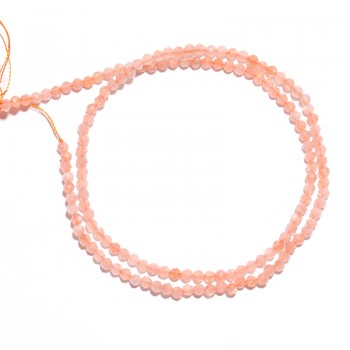 1 Strand Natural Loose Shining Micro Peach Sunstone Facets Crystal Rondelle Beads 3MM 15 About 130 beads For Jewelry Making