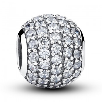 WOSTU 100% Authentic 925 Sterling Silver Dazzling Clear CZ Charm Beads Fit DIY Charm Bracelet Pendants Original Jewelry Gift