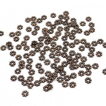 500pcs/lot 4mm Zinc Alloy Hollow Flower Beads Silver Gold Copper Bronze Color Spacer Bead For Jewelry DIY Making Hole is 1mm