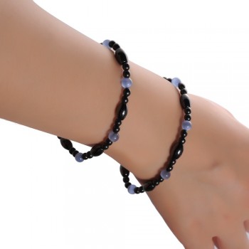Nature Magnetic Therapy Black Stone Blue Cat Eye Beaded Hematite beads Bracelet Biomagnetism Health Care Weight Loss Bracelet