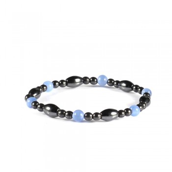 Nature Magnetic Therapy Black Stone Blue Cat Eye Beaded Hematite beads Bracelet Biomagnetism Health Care Weight Loss Bracelet