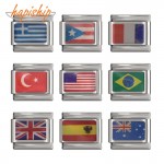 Hapiship 2018 1Pcs 9mm Width Original Daisy National Flag Charm Fit Bracelet Stainless Steel Jewelry Making DJ16