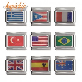 Hapiship 2018 1Pcs 9mm Width Original Daisy National Flag Charm Fit Bracelet Stainless Steel Jewelry Making DJ16