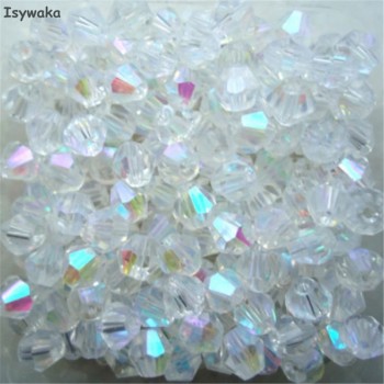 Isywaka Sale New Purple 100pcs 4mm Bicone Austria Crystal Beads charm Glass Beads Loose Spacer Bead for DIY Jewelry Making