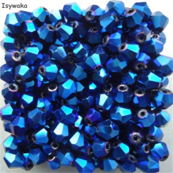 Isywaka Sale New Purple 100pcs 4mm Bicone Austria Crystal Beads charm Glass Beads Loose Spacer Bead for DIY Jewelry Making