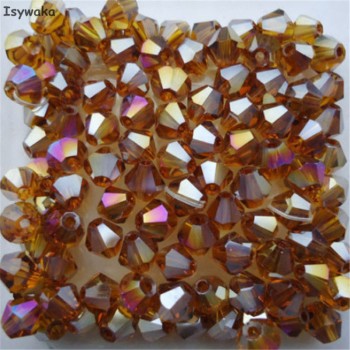 Isywaka Sale New Purple 100pcs 4mm Bicone Austria Crystal Beads charm Glass Beads Loose Spacer Bead for DIY Jewelry Making