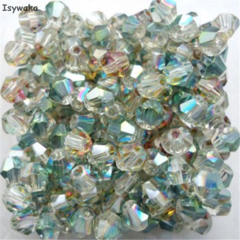 Isywaka Sale New Purple 100pcs 4mm Bicone Austria Crystal Beads charm Glass Beads Loose Spacer Bead for DIY Jewelry Making