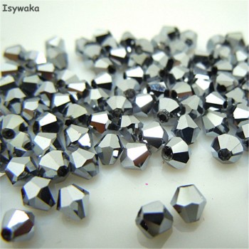 Isywaka Sale New Purple 100pcs 4mm Bicone Austria Crystal Beads charm Glass Beads Loose Spacer Bead for DIY Jewelry Making