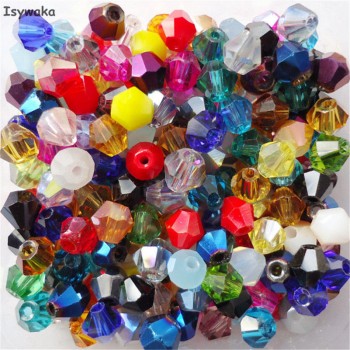Isywaka Sale New Purple 100pcs 4mm Bicone Austria Crystal Beads charm Glass Beads Loose Spacer Bead for DIY Jewelry Making