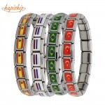 Hapiship 2018 New Fashion Jewelry Spain/Brazil/Turkey National Flag Stainless Steel 18 links Bracelet Bangle For Women Men G027