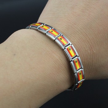 Hapiship 2018 New Fashion Jewelry Spain/Brazil/Turkey National Flag Stainless Steel 18 links Bracelet Bangle For Women Men G027