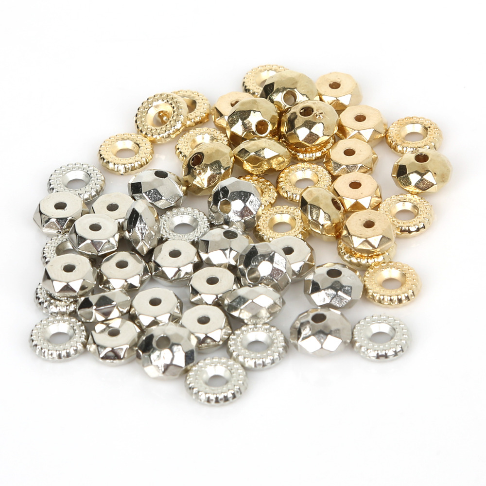 Wholesale Plastic CCB Beads Gold/Rhodium Plated Round Loose Spacer Beads For Necklace Bracelet Jewelry Making