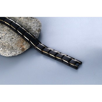 Exquisite Mens Magnetic Bracelets Stainless Steel  Magnetic Therapy Negative Ion Bracelet Gold-color Black Gents Fashion Jewelry