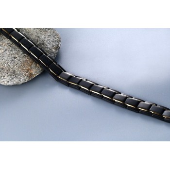 Exquisite Mens Magnetic Bracelets Stainless Steel  Magnetic Therapy Negative Ion Bracelet Gold-color Black Gents Fashion Jewelry