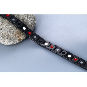 Exquisite Mens Magnetic Bracelets Stainless Steel  Magnetic Therapy Negative Ion Bracelet Gold-color Black Gents Fashion Jewelry