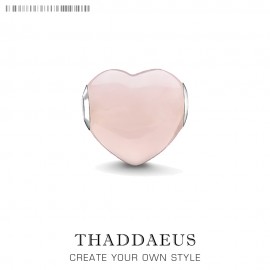 Pink Heart Beads Fit Thomas Original Bracelet Snake Chain Necklace Big Hole Silver Beads DIY Charms For Jewelry Making