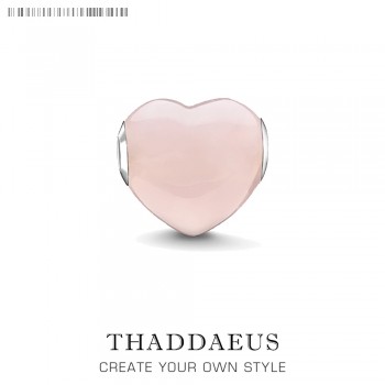Pink Heart Beads Fit Thomas Original Bracelet Snake Chain Necklace Big Hole Silver Beads DIY Charms For Jewelry Making