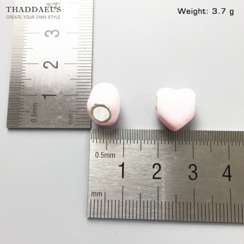 Pink Heart Beads Fit Thomas Original Bracelet Snake Chain Necklace Big Hole Silver Beads DIY Charms For Jewelry Making