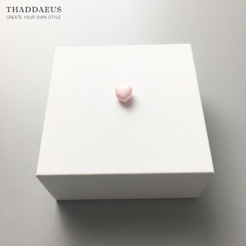 Pink Heart Beads Fit Thomas Original Bracelet Snake Chain Necklace Big Hole Silver Beads DIY Charms For Jewelry Making