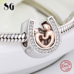 Silver 925 horseshoe CZ Charms diy Mom and son hand in hand Beads Fit Original pandora Bracelet pendant Jewelry making gifts