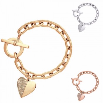 Fashion Heart Cuff Bracelet Exquisite Charm Polishing Crystal Gold Sliver Rose Gold Wrist Bracelet Trendy Wholesale