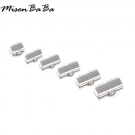 Stainless Steel Cords Ends Crimp Beads Fastener Flat Leather Clip Claps For Jewelry DIY Making Connectors Accessories Findings