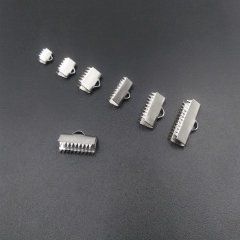 Stainless Steel Cords Ends Crimp Beads Fastener Flat Leather Clip Claps For Jewelry DIY Making Connectors Accessories Findings