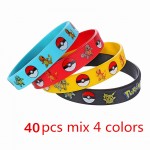 40pieces Pokemon Go Silicone Bracelets Pikachu Pocket Monster Bangles Hologram Wristbands Party Favors Gift Free Shipping