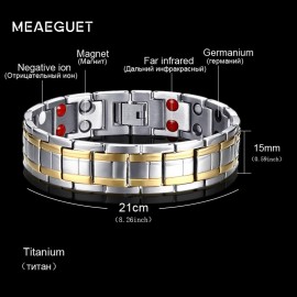 Meaeguet Pure Titanium Healthy Magnet Bracelet For Men Bio Energy Germanium therapy Bracelets Jewelry 15mm Wide
