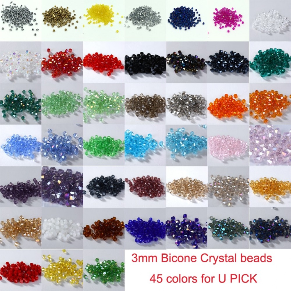 TOP quality 3mm 1000pcs AAA Bicone Upscale Austrian crystals beads loose ball supply AB color plating  Jewelry Making DIY U pick