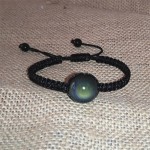 16mm Bracelets Bangles Natural Black Obsidian Bracelet Hand Woven Lucky Red Rope Rainbow Eye Beads Ball For Couple Men Women
