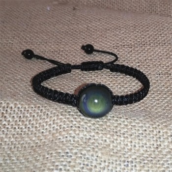 16mm Bracelets Bangles Natural Black Obsidian Bracelet Hand Woven Lucky Red Rope Rainbow Eye Beads Ball For Couple Men Women