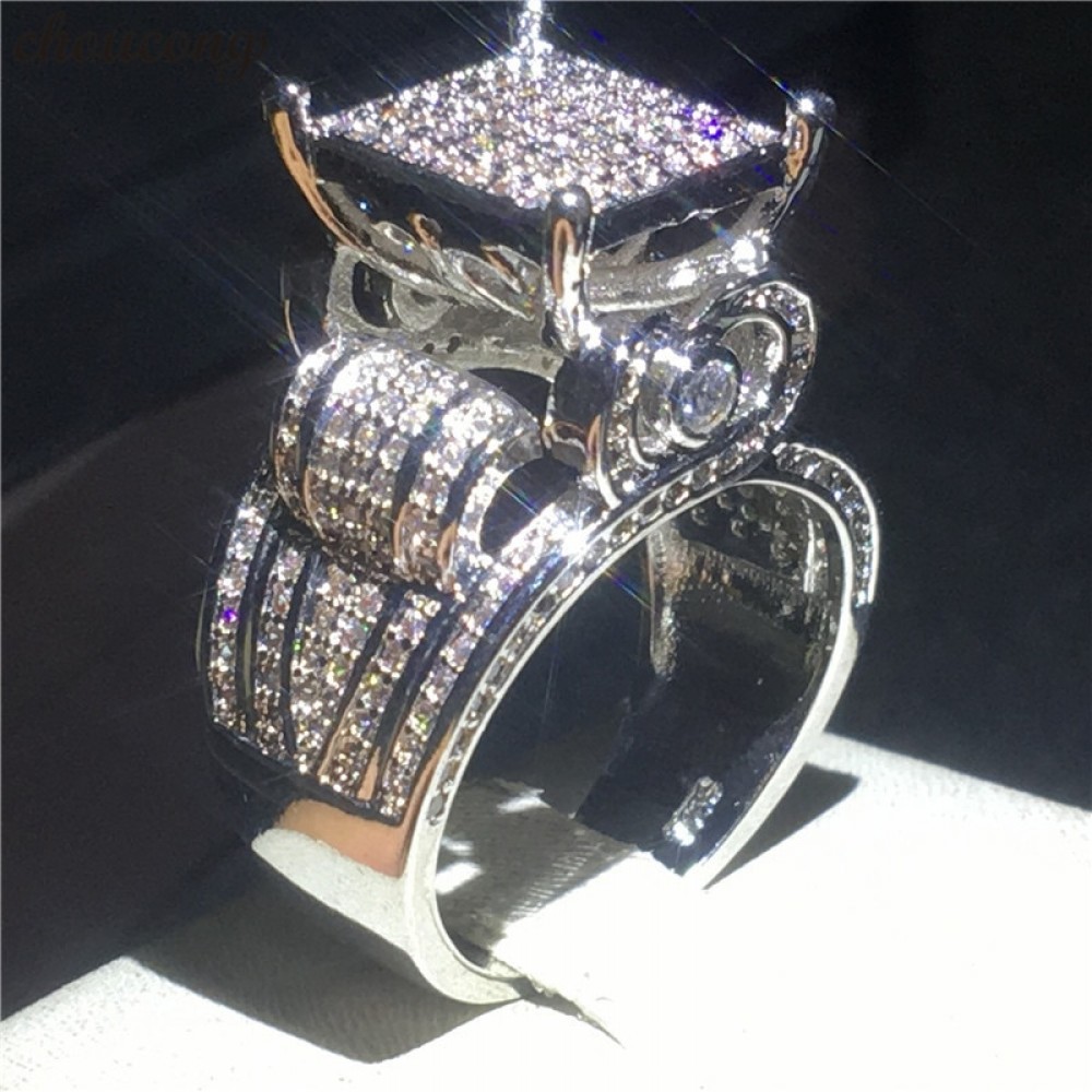 choucong Deluxe Promise Ring 925 sterling Silver Pave setting AAAAA cz Engagement Band Rings For Women men Wedding Jewelry Gift