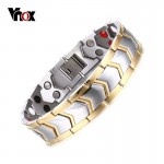 Vnox DIY Adjustable Length 8-9 Stainless Steel Chain Magnetic Health Care Bracelet Men Jewelry free Gift Box