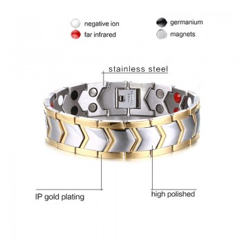 Vnox DIY Adjustable Length 8-9 Stainless Steel Chain Magnetic Health Care Bracelet Men Jewelry free Gift Box