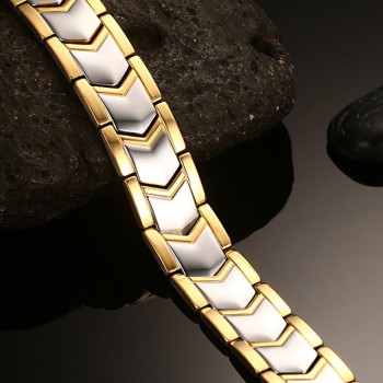 Vnox DIY Adjustable Length 8-9 Stainless Steel Chain Magnetic Health Care Bracelet Men Jewelry free Gift Box