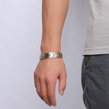 Vnox DIY Adjustable Length 8-9 Stainless Steel Chain Magnetic Health Care Bracelet Men Jewelry free Gift Box
