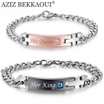 Drop Shipping Unique Gift for Lover His QueenHer King  Couple Bracelets Stainless Steel Bracelets For Women Men Jewelry