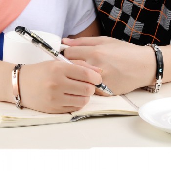 Drop Shipping Unique Gift for Lover His QueenHer King  Couple Bracelets Stainless Steel Bracelets For Women Men Jewelry