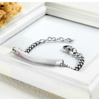 AZIZ BEKKAOUI Silver Engrave Name Bracelet Stainless Steel Couple Bracelets Personalized Logo Jewelry Women Men Crystal Bangles
