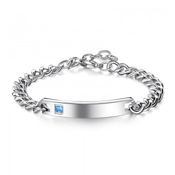AZIZ BEKKAOUI Silver Engrave Name Bracelet Stainless Steel Couple Bracelets Personalized Logo Jewelry Women Men Crystal Bangles