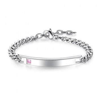 AZIZ BEKKAOUI Silver Engrave Name Bracelet Stainless Steel Couple Bracelets Personalized Logo Jewelry Women Men Crystal Bangles