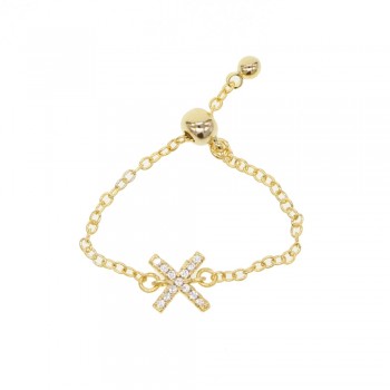silder adjust chain letter A TO Z cute stunning fashion women delicate chain ring simple CZ sparkling LOVE Letter charms Ring