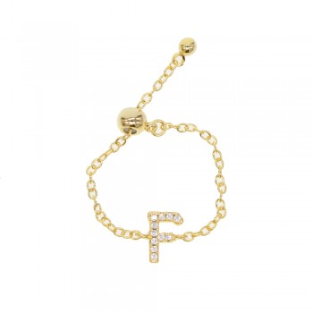 silder adjust chain letter A TO Z cute stunning fashion women delicate chain ring simple CZ sparkling LOVE Letter charms Ring
